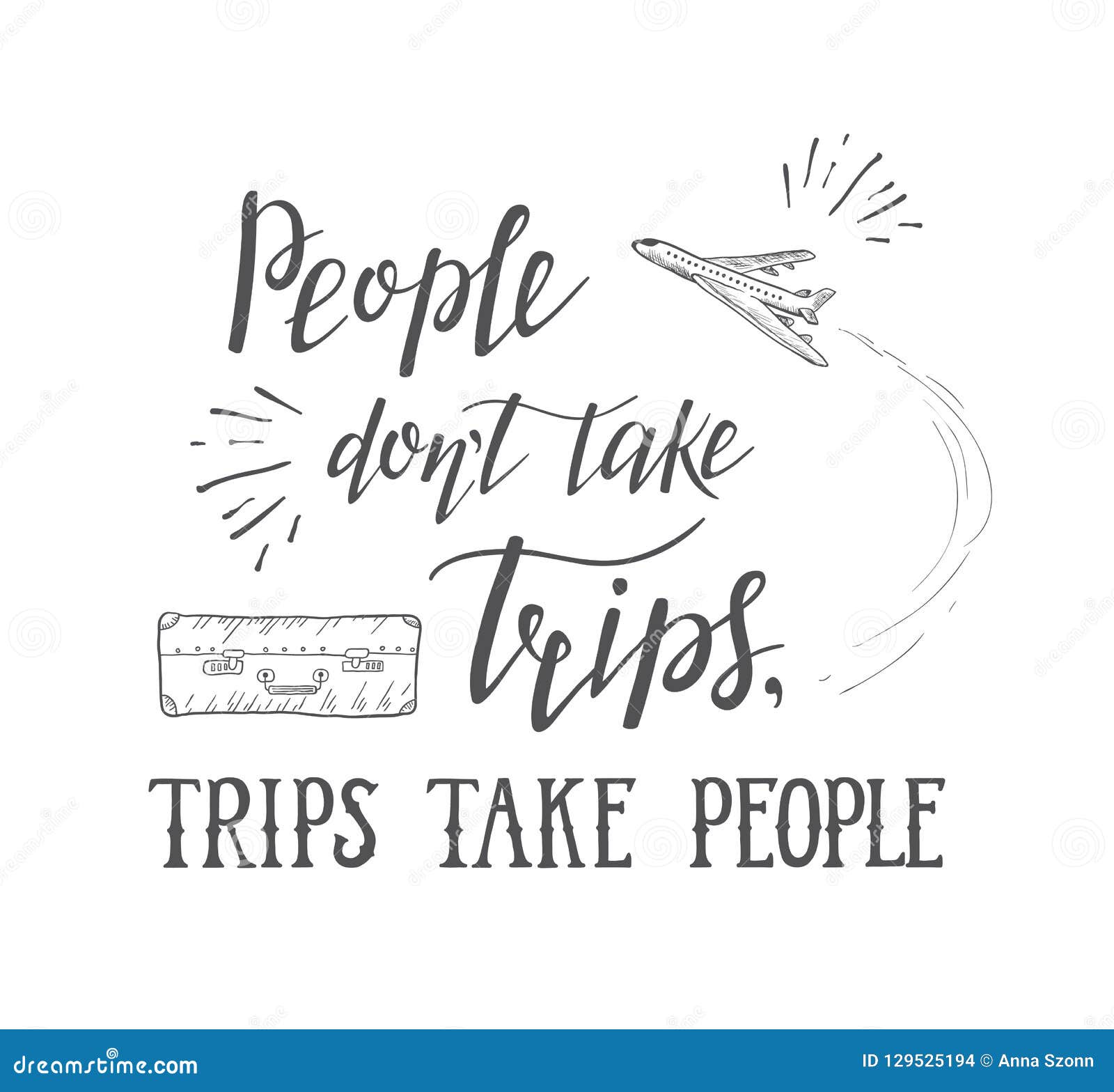 Download Vector Hand Lettering Quote Of Travel And Air Plane. Stock ...