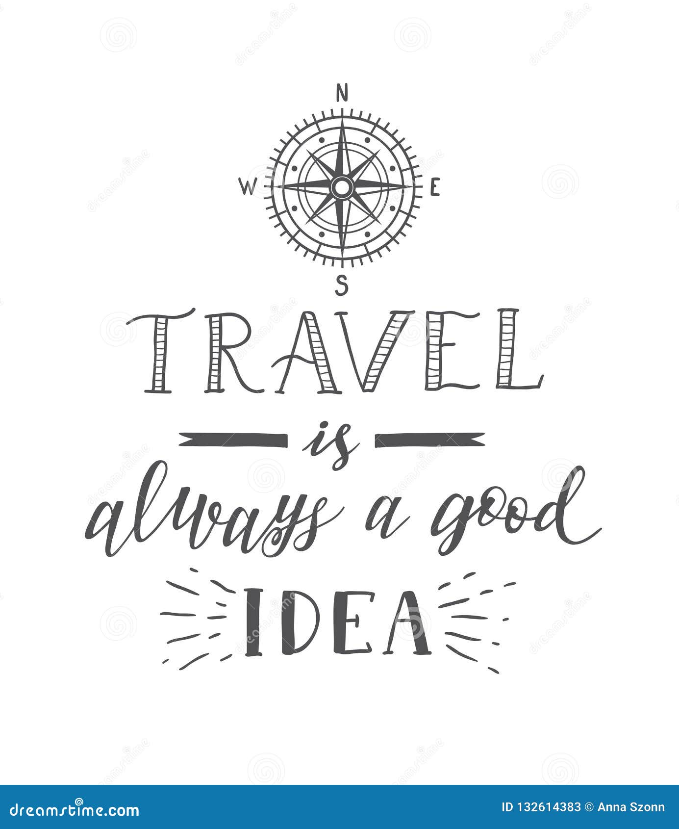 Download Vector Hand Lettering Quote Of Travel And Compass ...