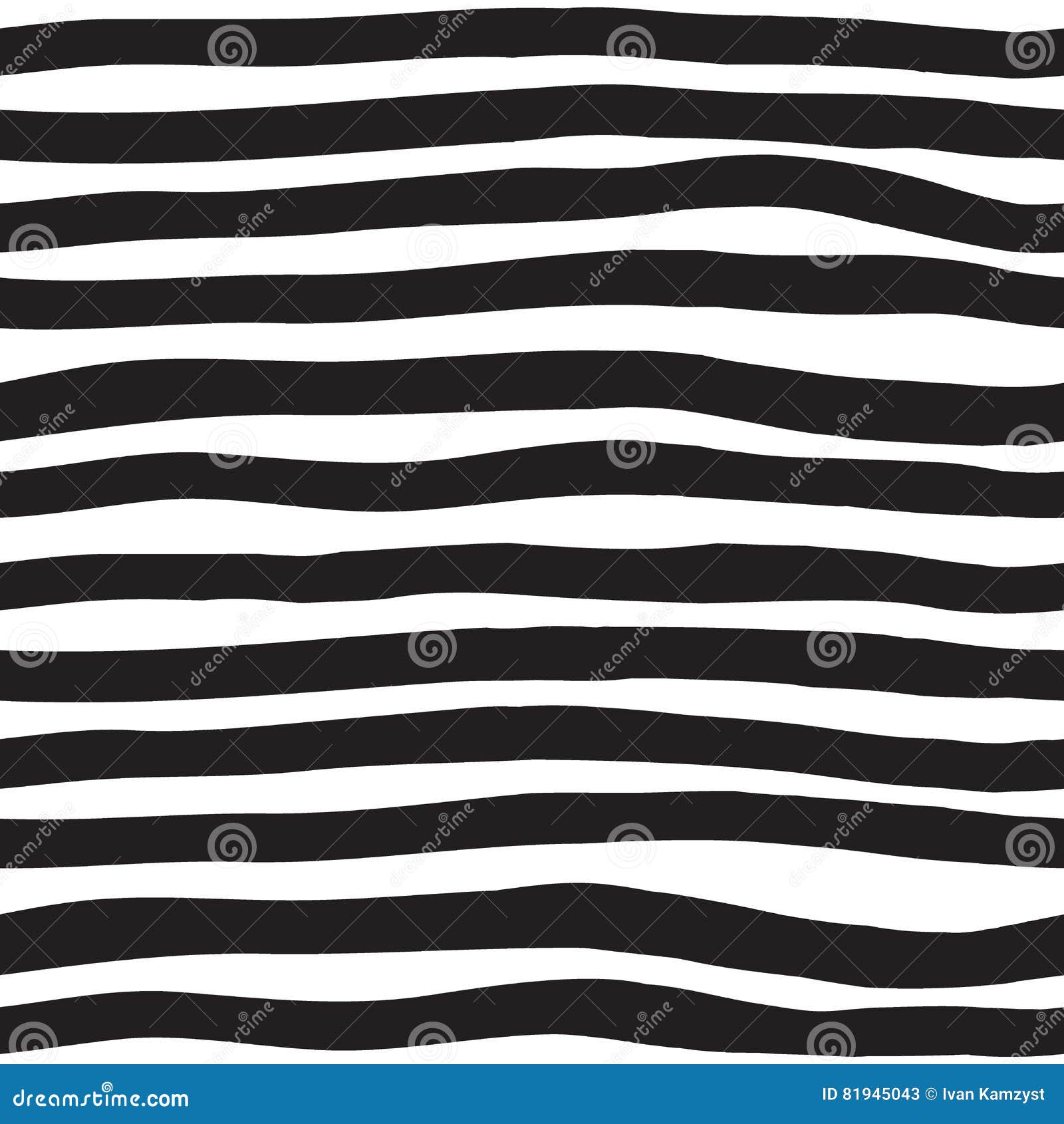 Vector Hand-painted Seamless Pattern with Wavy Lines, Border, St Stock ...