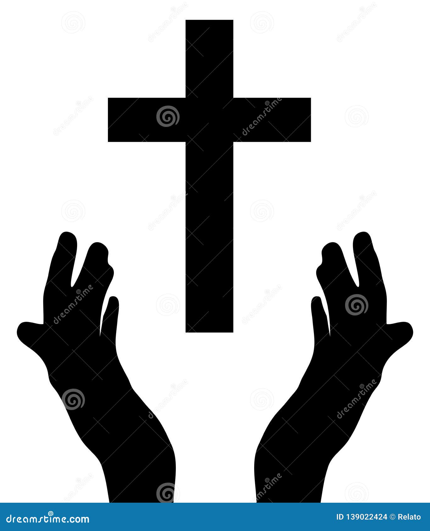 Vector Hands Praying And Cross Stock Vector Illustration Of Hope