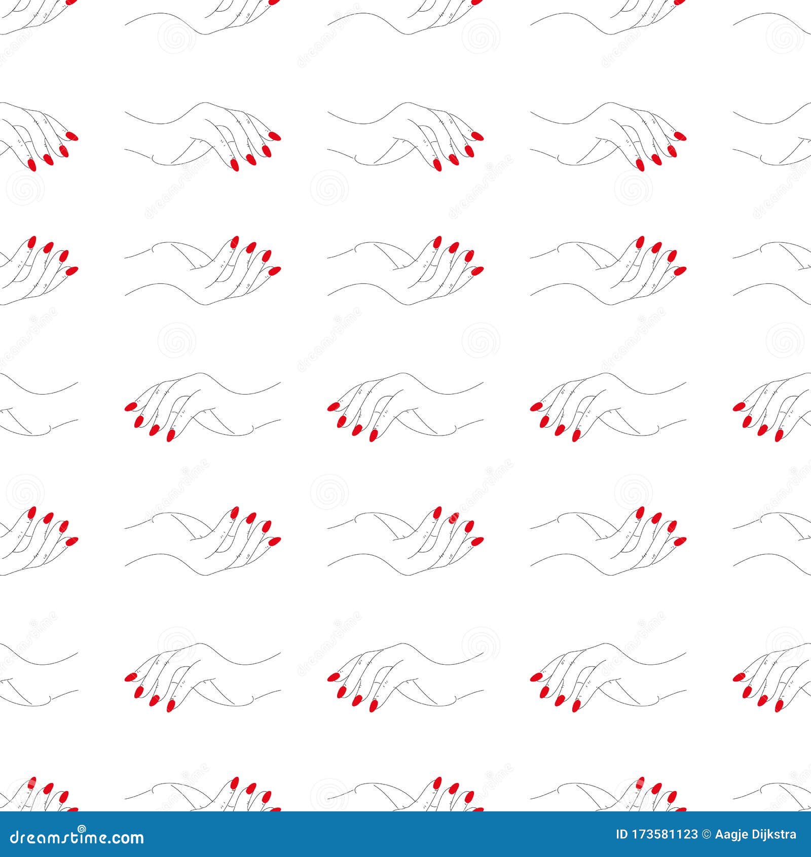  hands with red nails seamless pattern print background