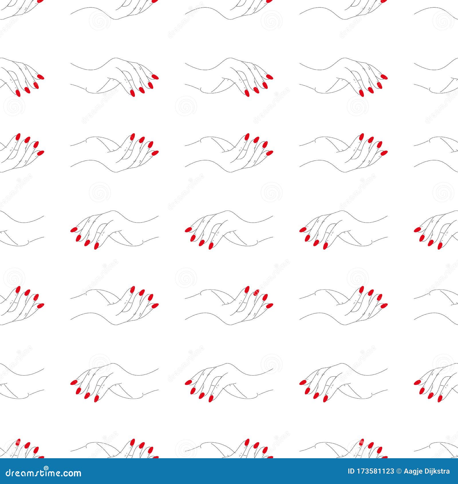  hands with red nails seamless pattern print background