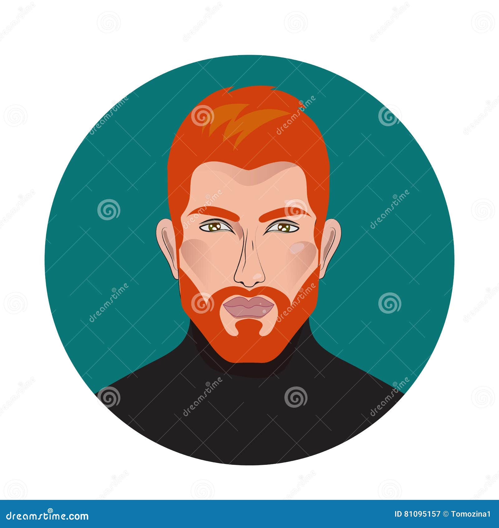 Red-haired Man With Beard. Flat Avatar. Cartoon Vector | CartoonDealer ...