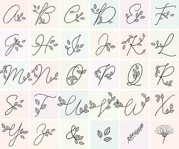 Vector Handwritten Alphabet Letters Monograms Stock Vector ...