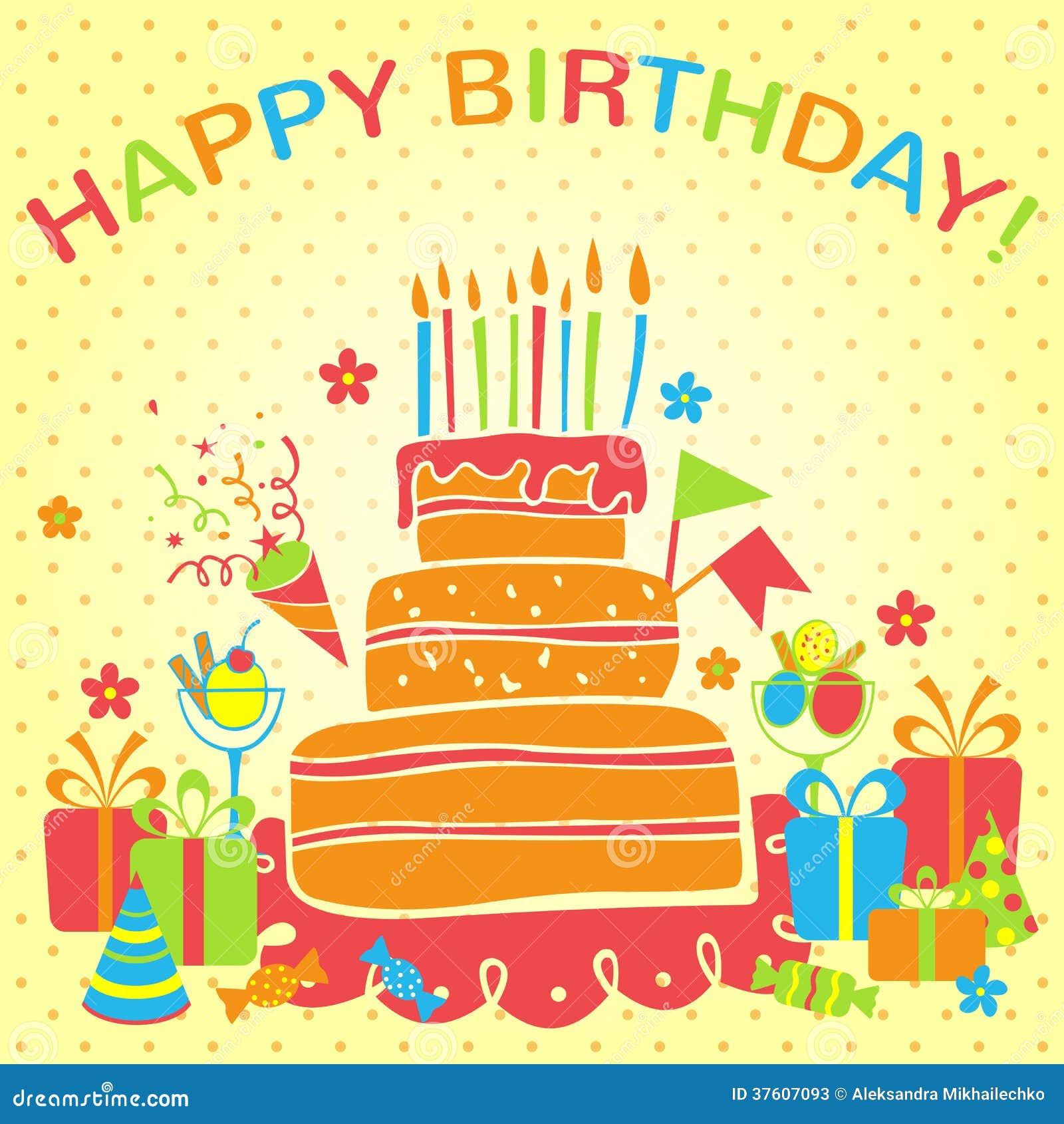 Vector Happy Birthday Background. Greeting Card Stock Vector ...
