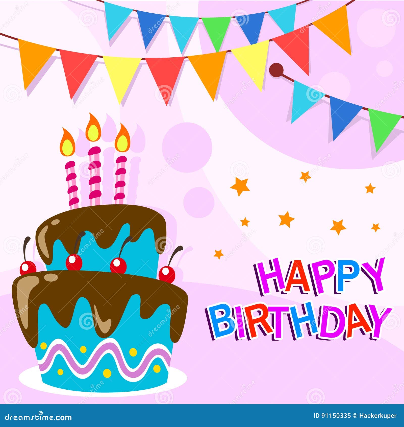 Vector Happy Birthday Card Template with Fun Cartoon Birthday Cake Stock  Vector - Illustration of birthday, banner: 91150335