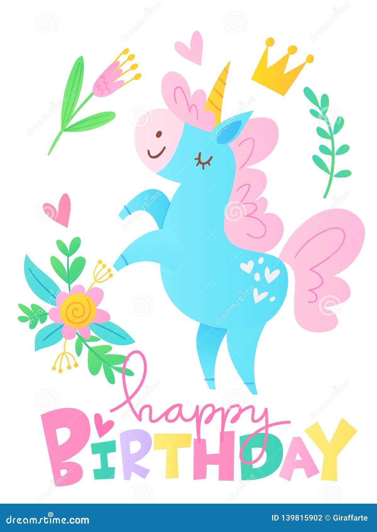 Vector Happy Birthday Cards with Cartoon Unicorn Character Stock Vector -  Illustration of happy, cartoon: 139815902