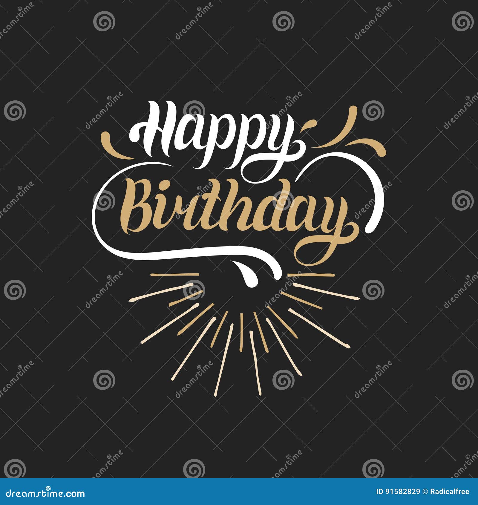 Vector Happy Birthday Hand Lettering for Greeting or Invitation Card ...