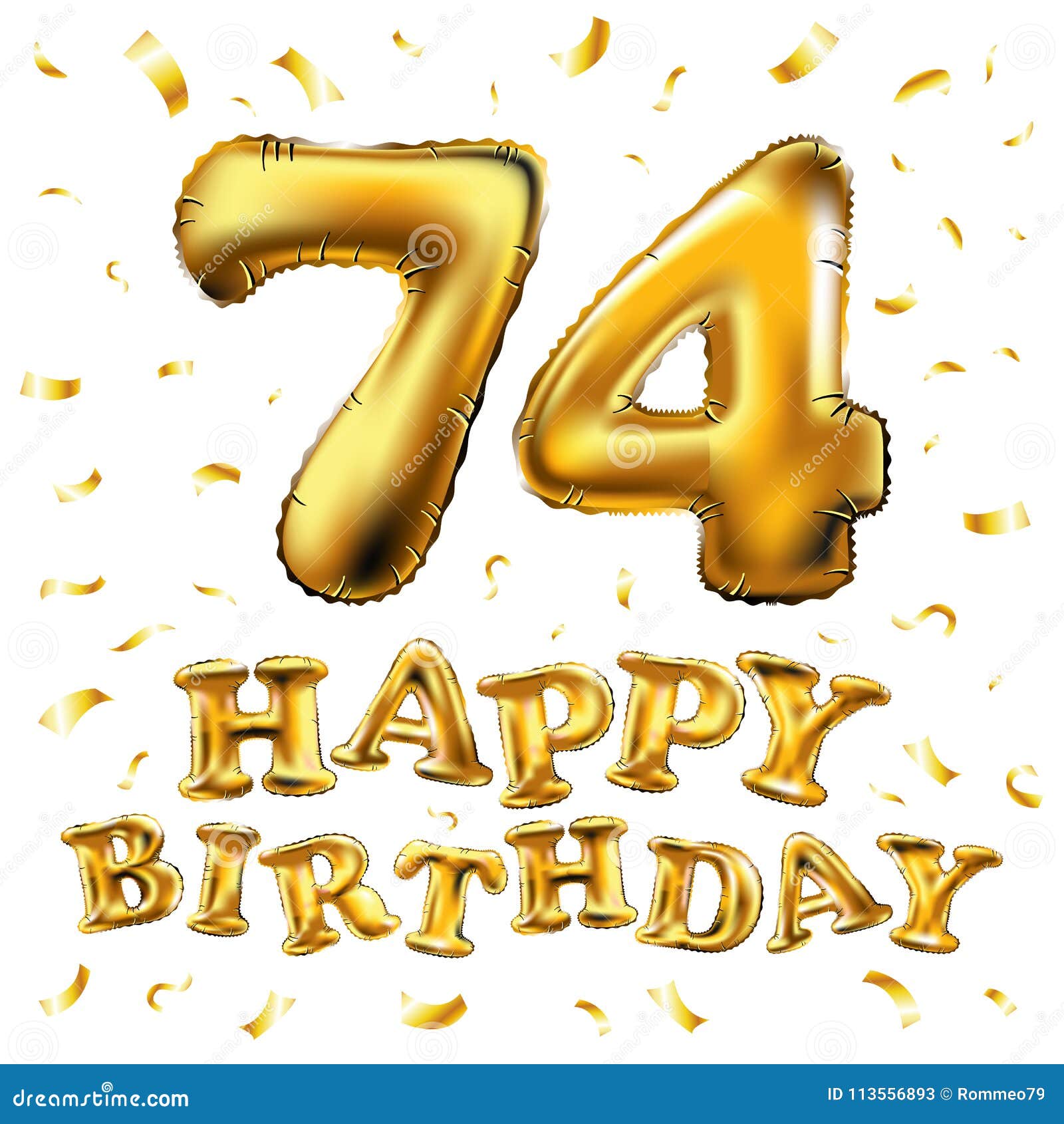 Vector Happy Birthday 74th Celebration Gold Balloons And Golden