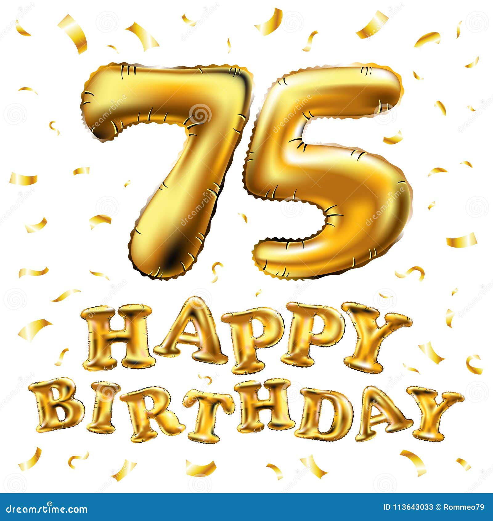 Vector Happy Birthday 75th Celebration Gold Balloons and Golden ...