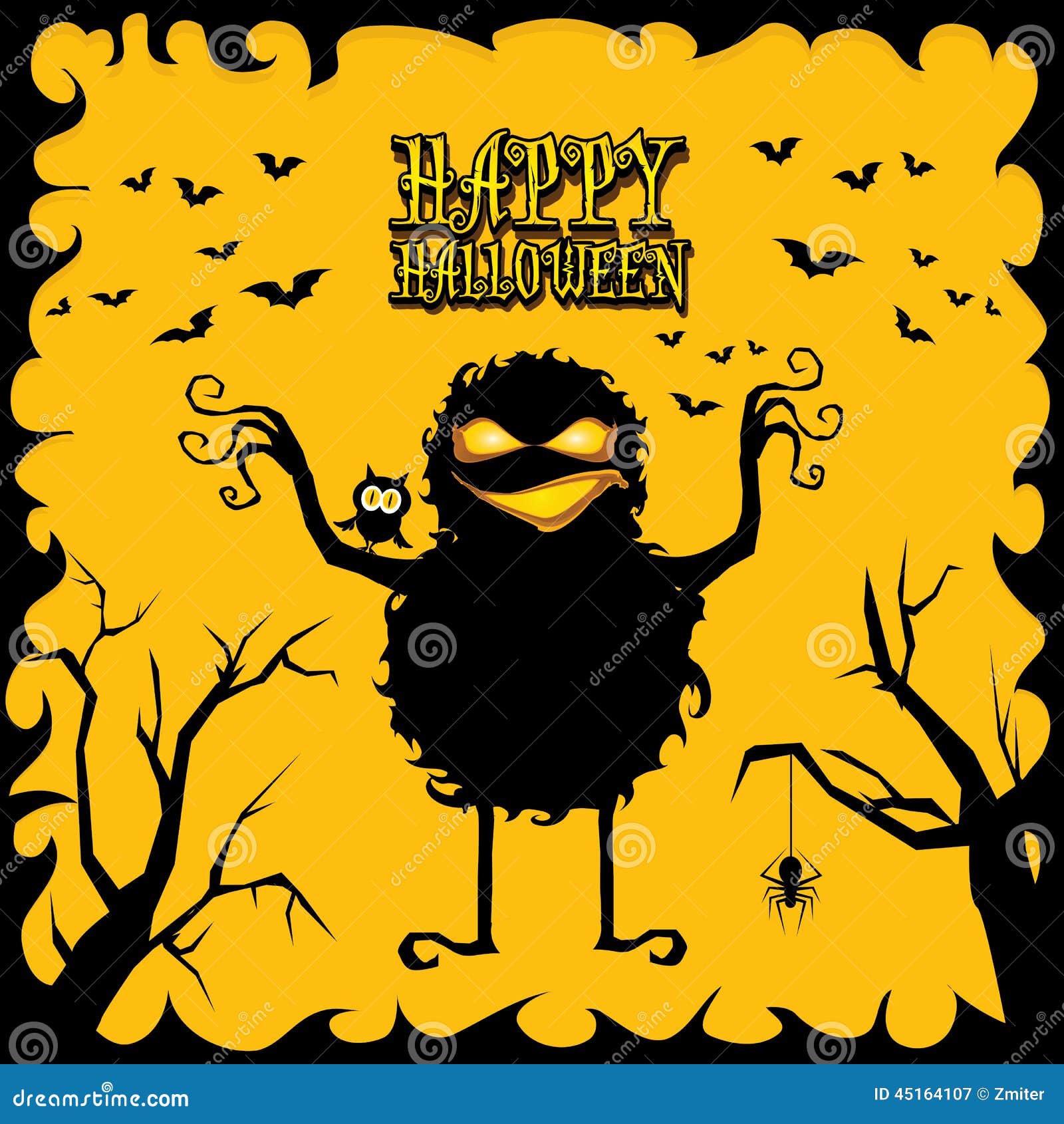 Vector happy halloween card design template. halloween poster for party or greeting card