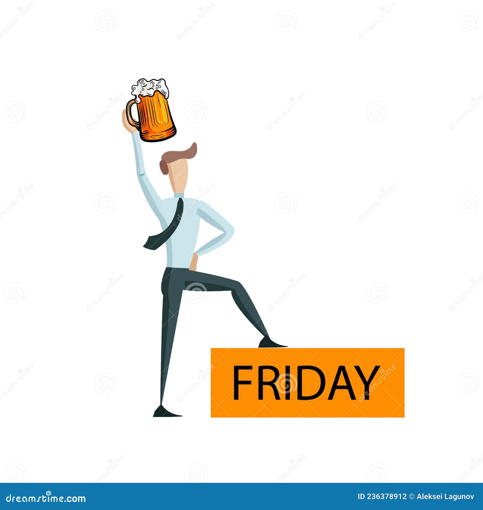 Vector Happy Man in Suit with Beer, Weekend, Friday Relaxation, Funny  Cartoon Character Isolated. Stock Vector - Illustration of icon, holiday:  236378912