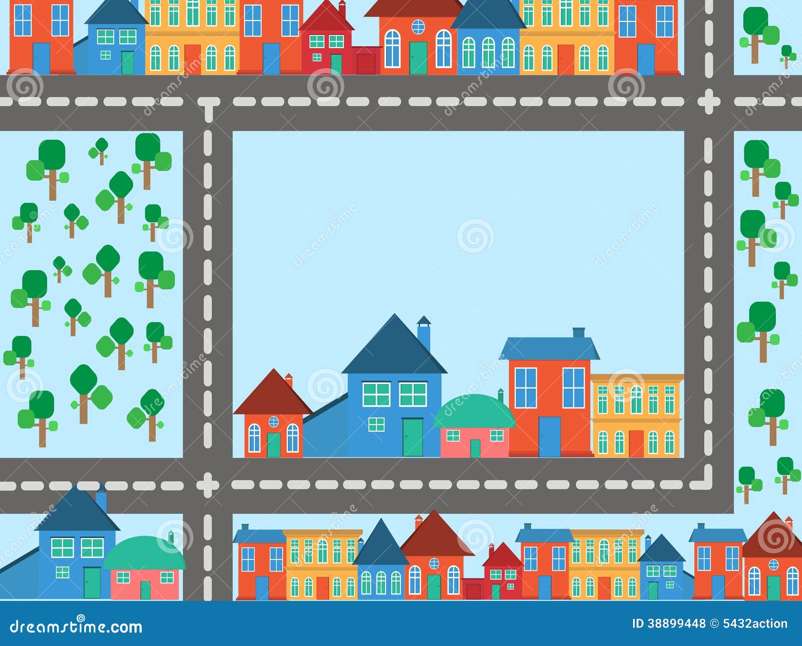 Vector Happy Village Background Stock Illustration - Illustration of