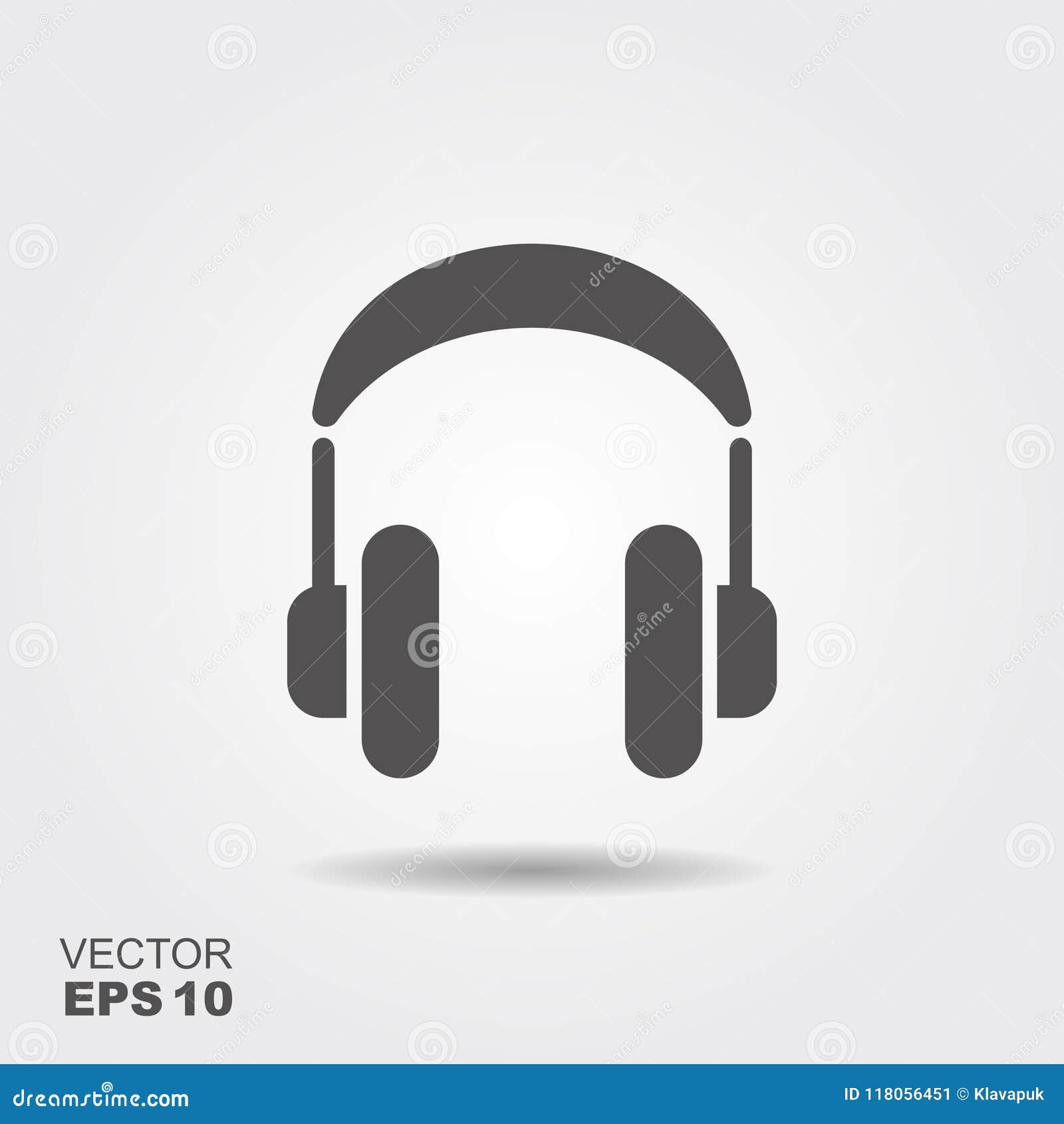 Vector Headphones Icon. Black Symbol Silhouette Isolated On White