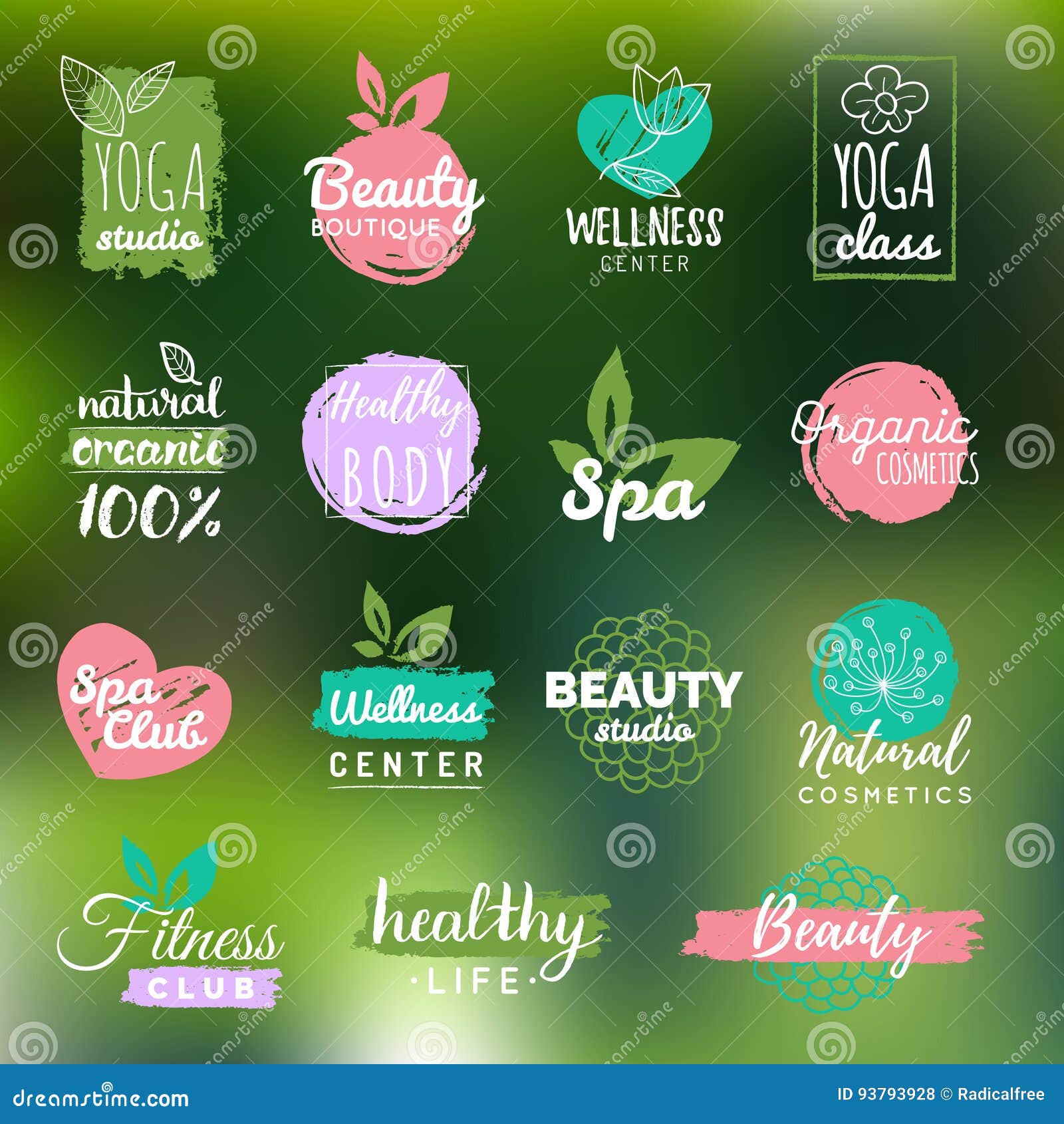 Vector Health and Beauty Care Labels. Spa, Yoga Centers Badges ...