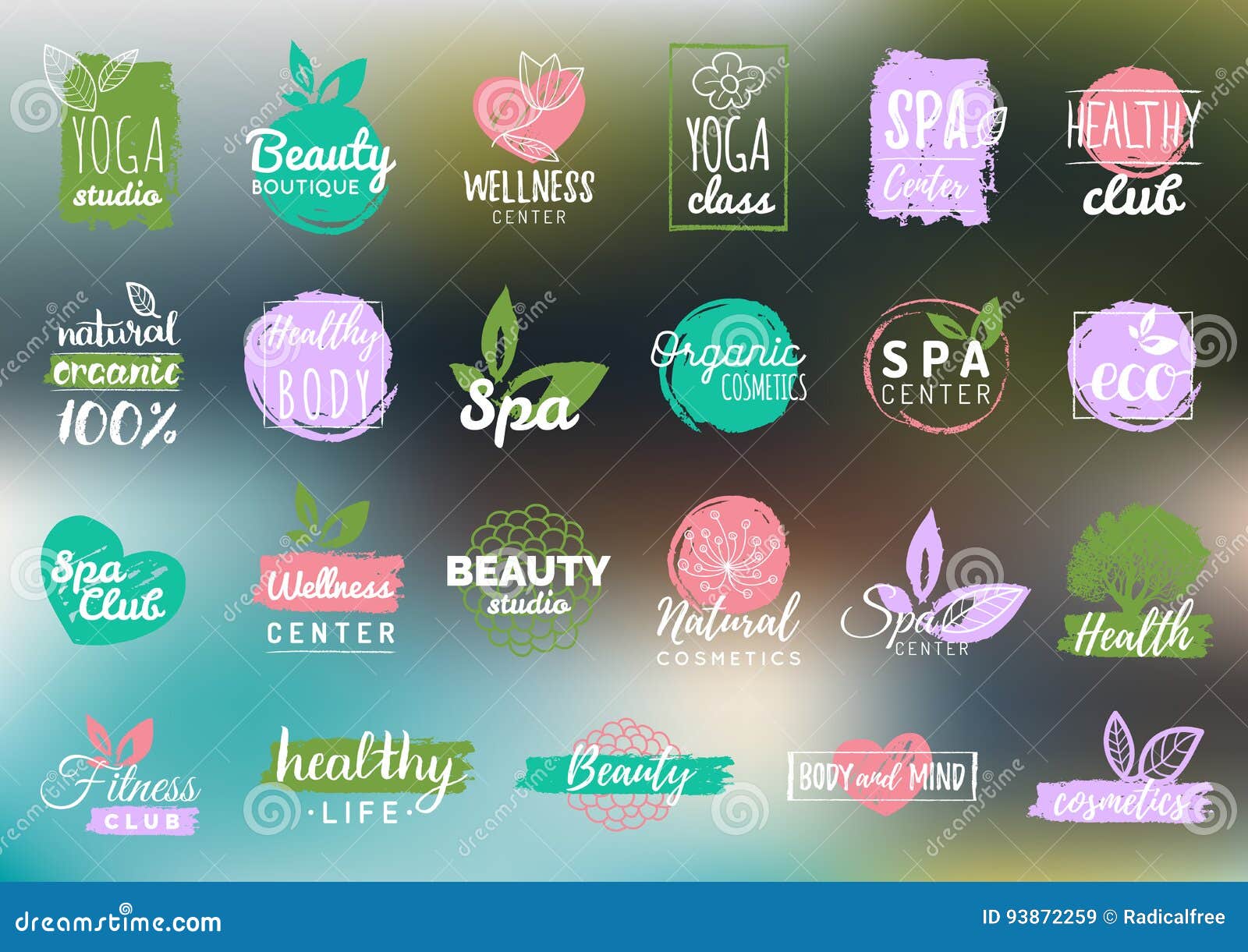 Vector Health and Beauty Care Labels. Spa, Yoga Centers Badges ...