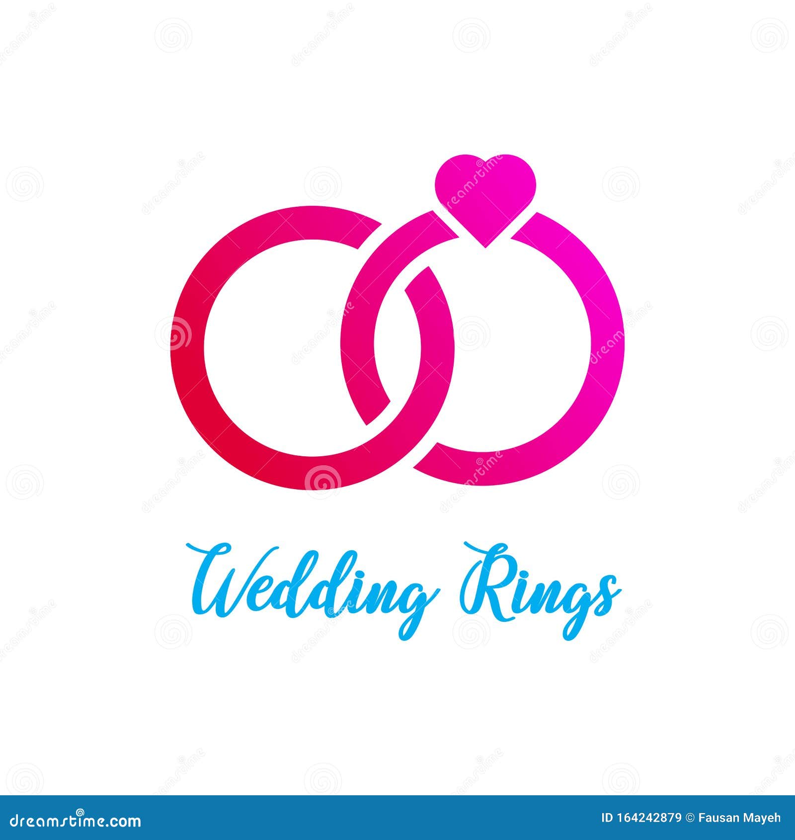 Vector Heart Wedding Rings Icon on White Background. Eps 10 Stock ...