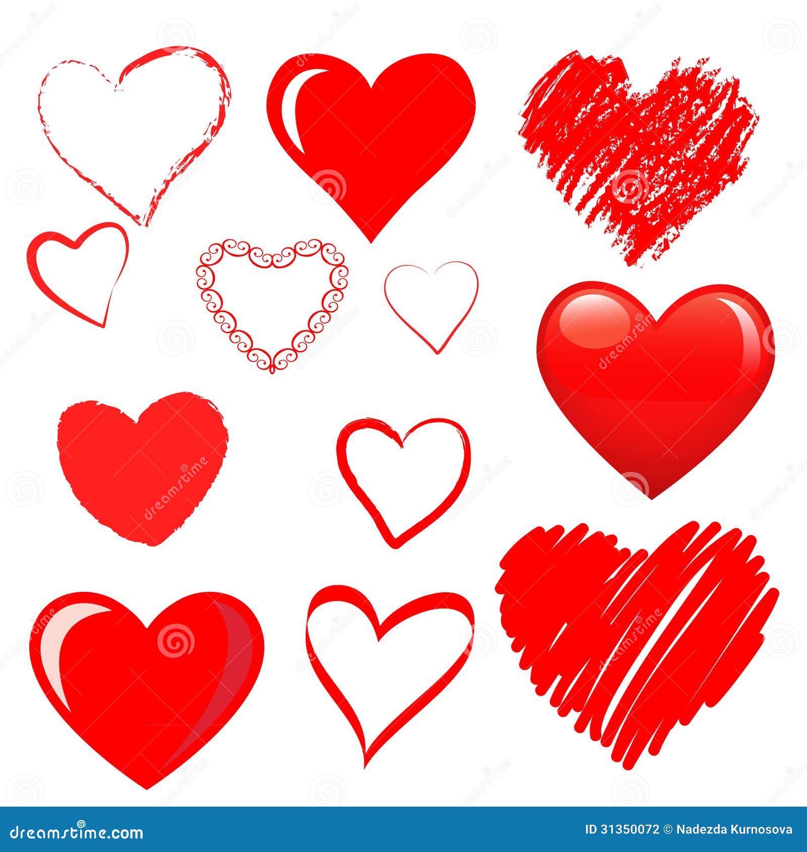 Vector Hearts Set Stock Photography - Image: 313500721300 x 1390