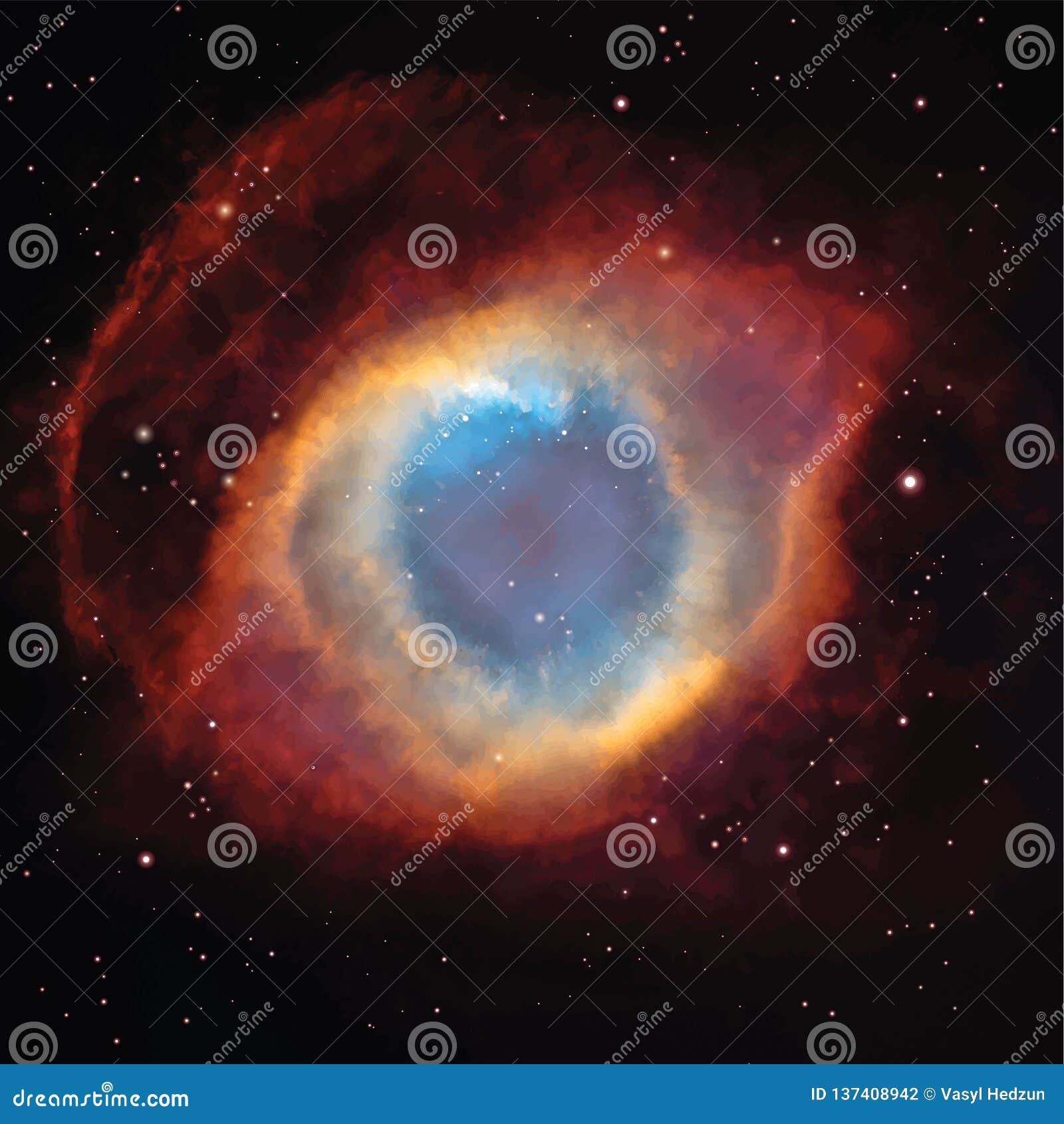  helix nebula in the constellation aquarius. background with night sky and stars