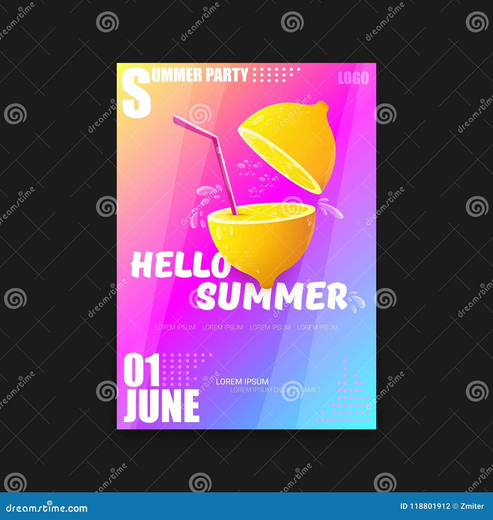 Download Vector Hello Summer Beach Party Vertical A4 Poster Design ...
