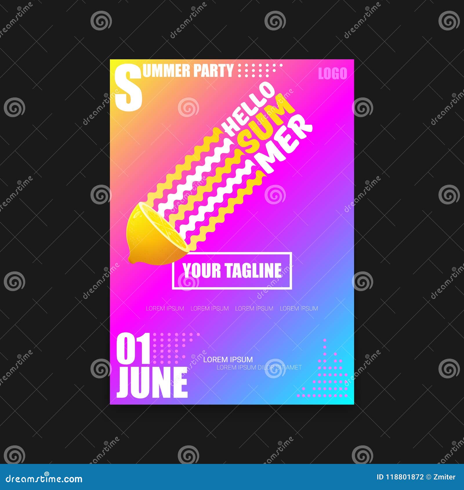 Download Vector Hello Summer Beach Party Vertical A4 Poster Design ...