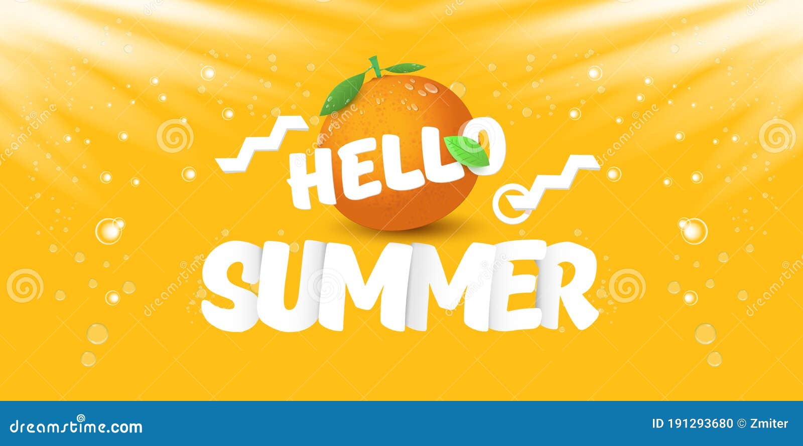 Vector Hello Summer Horizontal Banner Or Flyer Design Template With Fresh Orange Fruit Isolated On Orange Background Stock Vector Illustration Of Design Orange