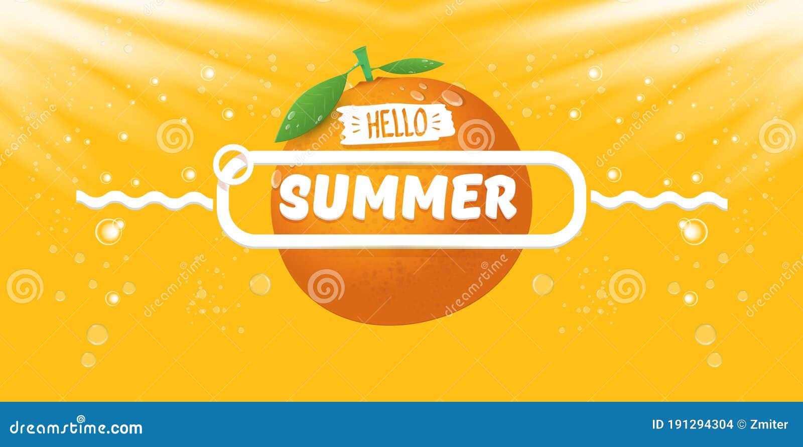 Vector Hello Summer Horizontal Banner Or Flyer Design Template With Fresh Orange Fruit Isolated On Orange Background Stock Vector Illustration Of Modern Flyer