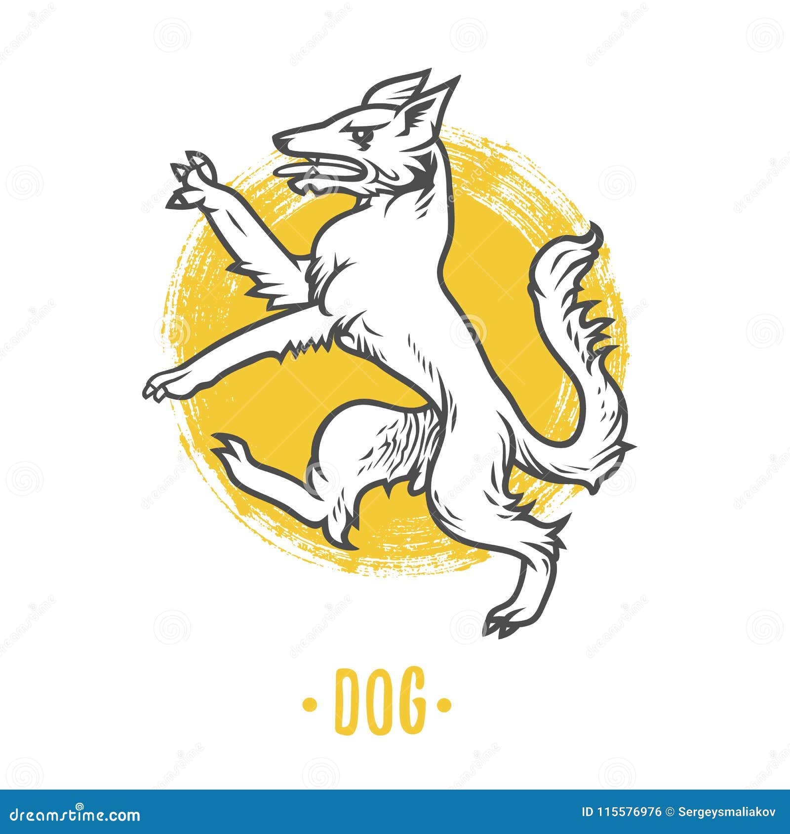 Vector Heraldic Shields with Dog Stock Vector Illustration of