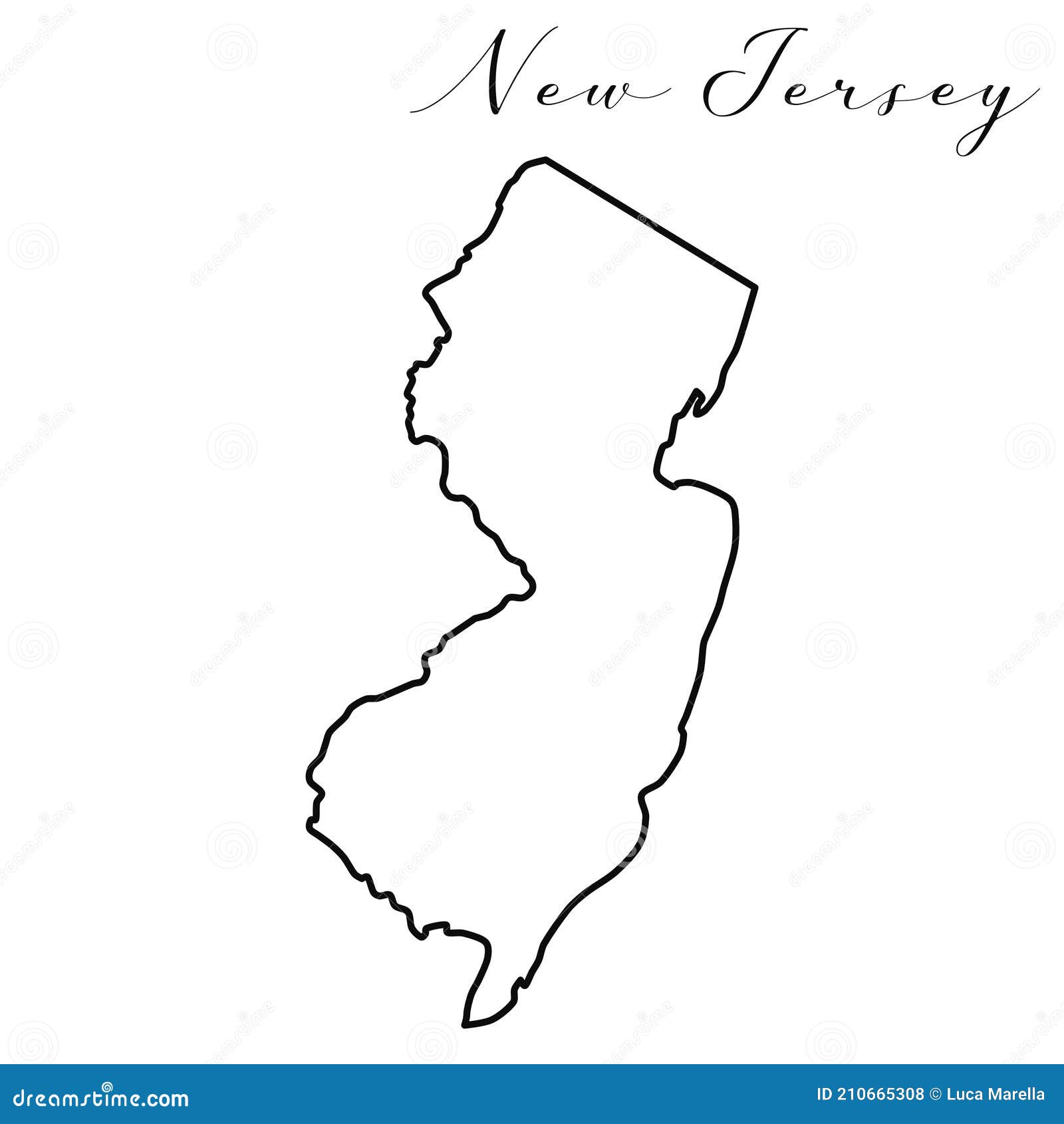 New Jersey line map stock vector. Illustration of land 210665308