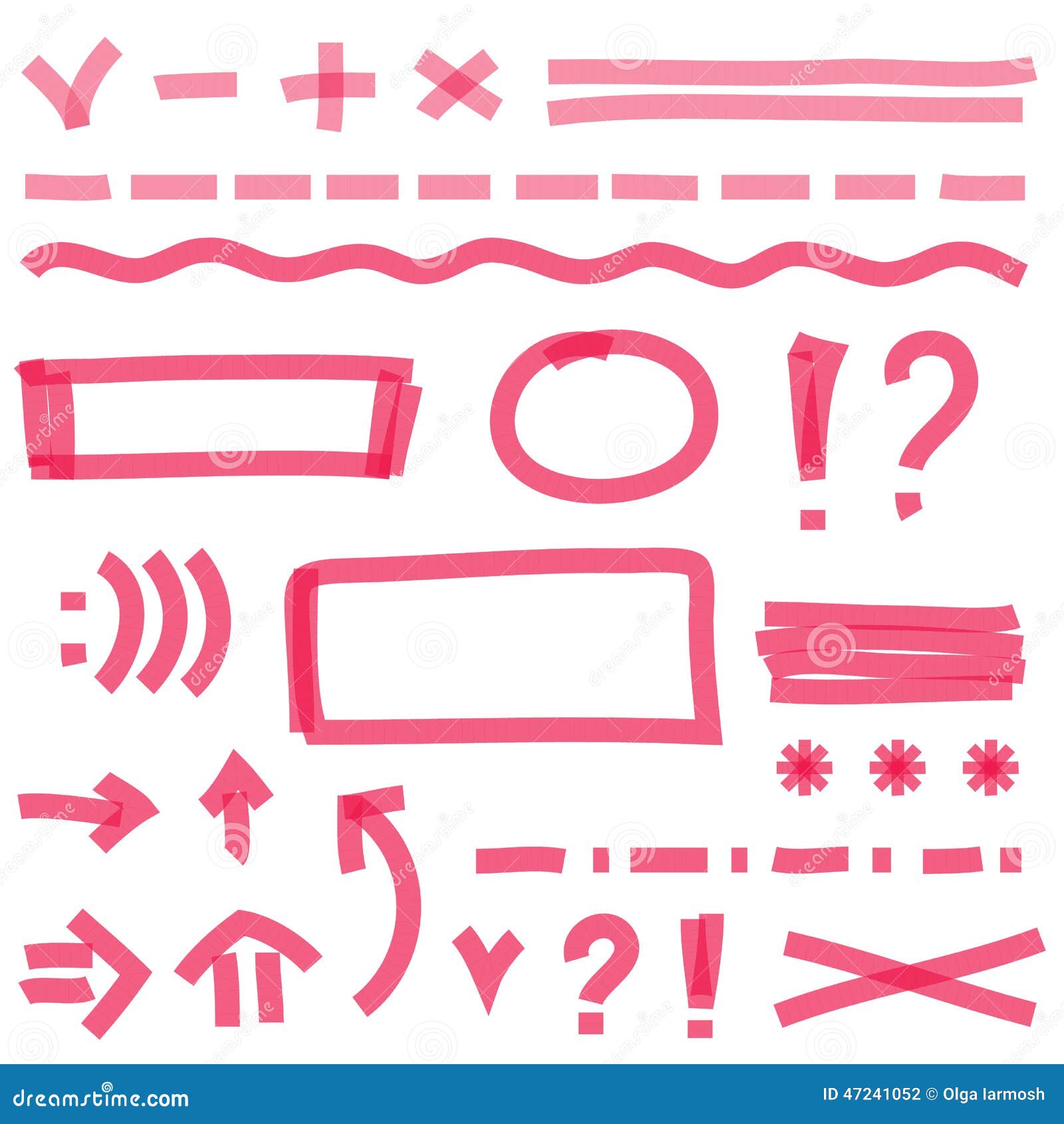 Vector Highlighter Elements, Hand Drawing Stock Vector Illustration