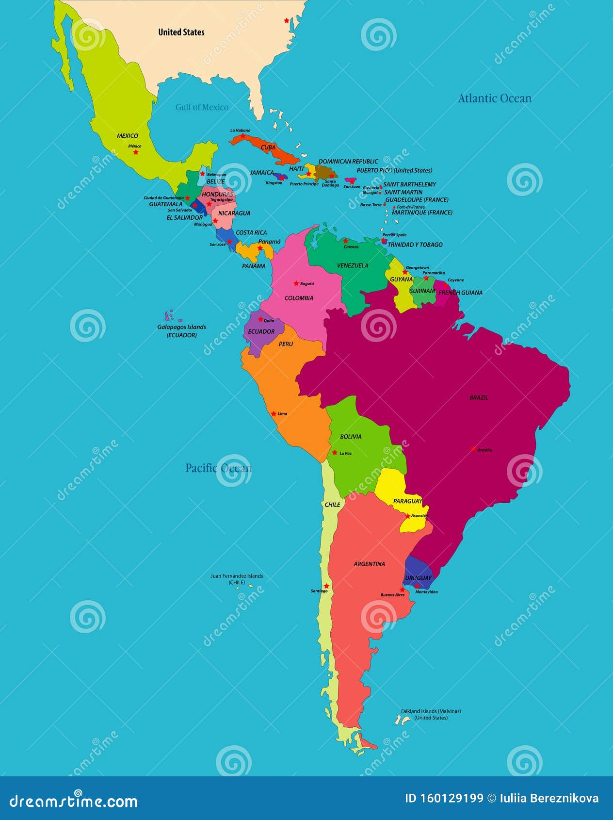 Latin America Political Map Labeled