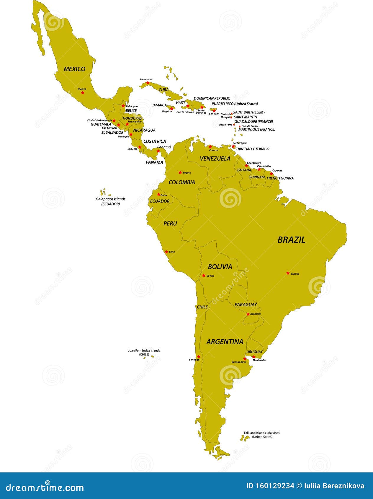 Latin America Political Map Labeled