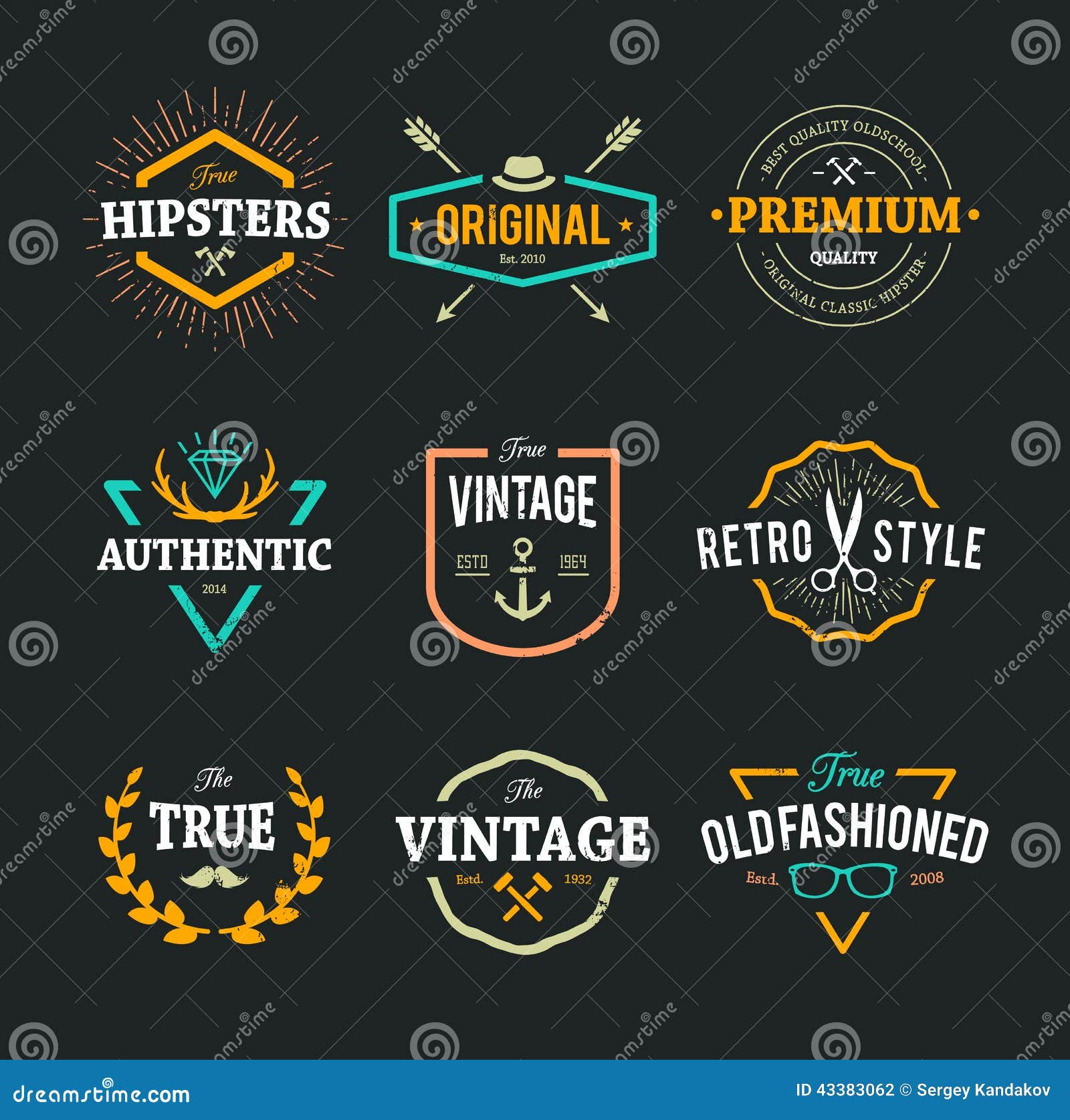 Vector Hipster Emblems stock vector. Illustration of arrow 43383062