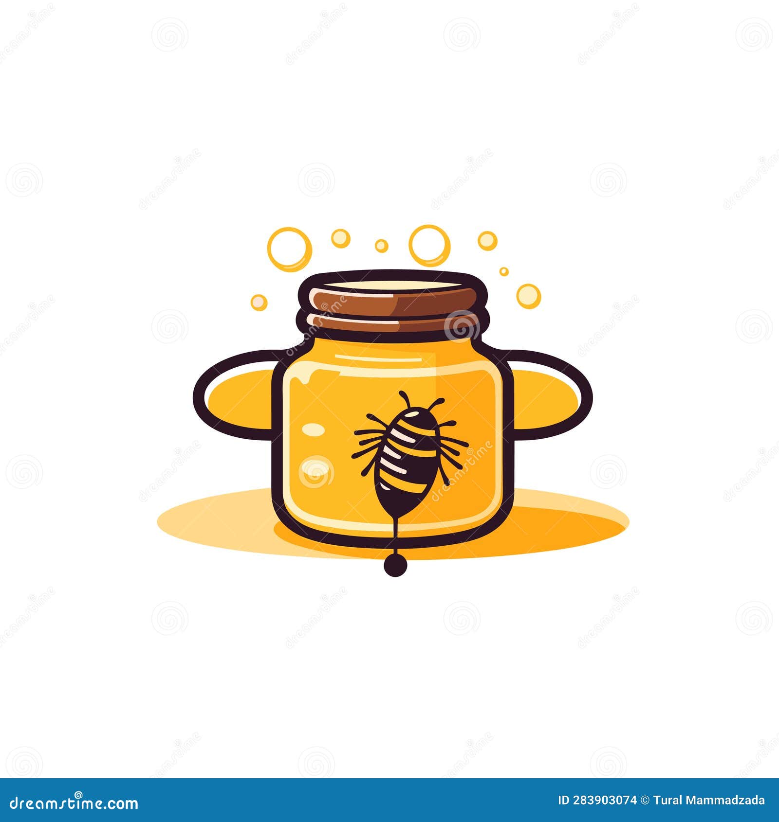 Vector of a Honey Jar with a Cute Bee Icon, Perfect for Vector