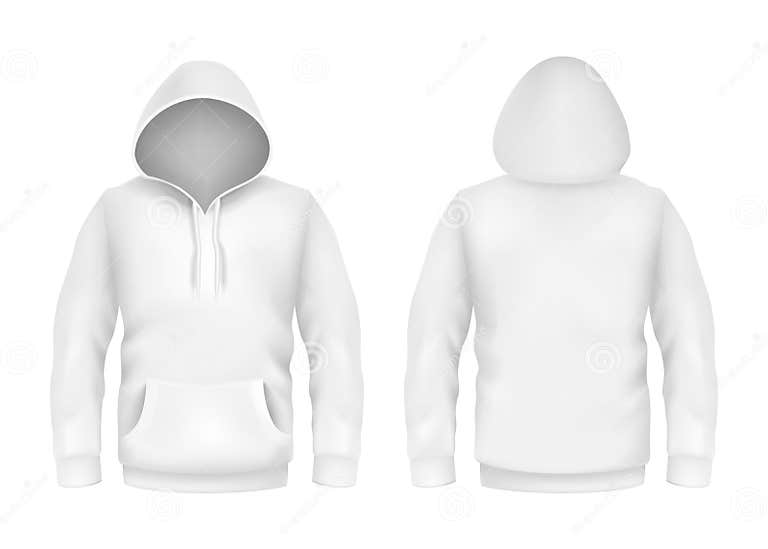Vector Hoodie Sweatshirt White 3d Realistic Mockup Template on White ...