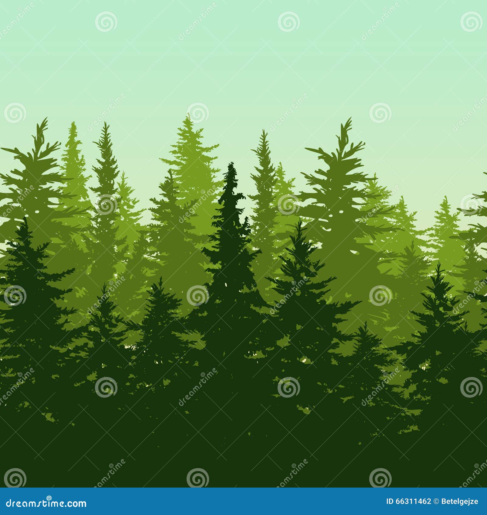 Vector Horizontal Seamless Background with Green Pine or Fir-tree Forest.  Nature Background with Evergreen Trees Stock Vector - Illustration of  silhouette, green: 66311462