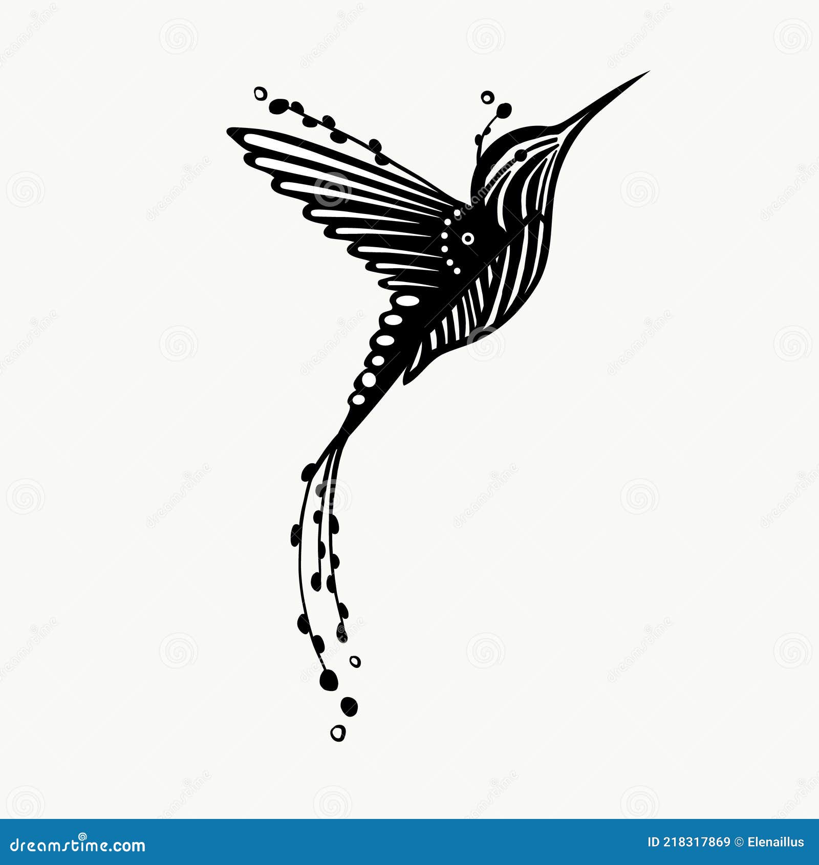 Vector Bird Colibri Illustration. Birdy, Plotter, Scrapbooking. Stock ...