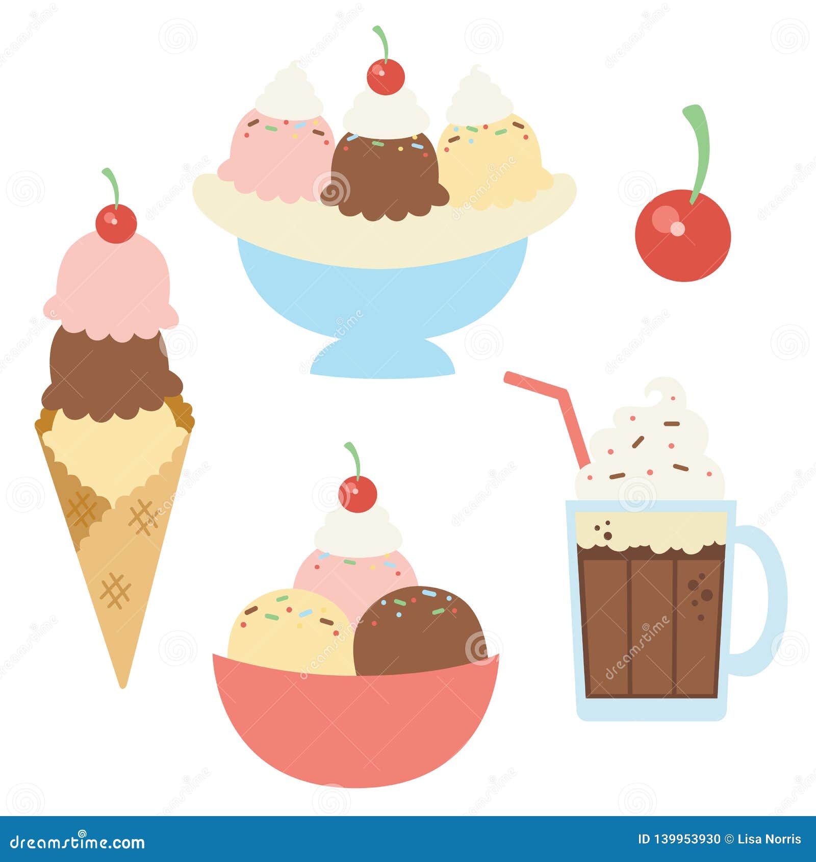  ice cream sundaes with cherry s