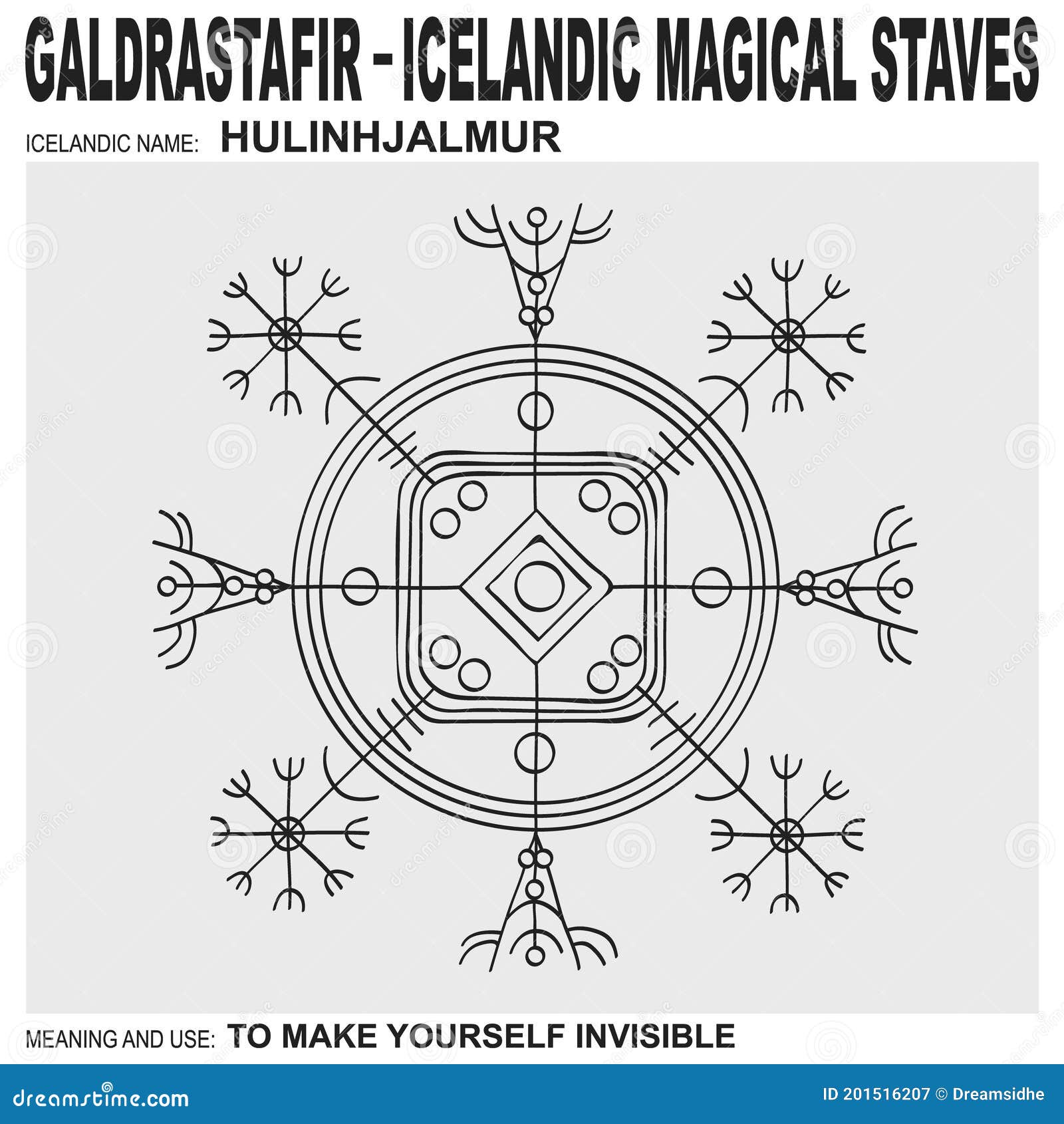 icon with ancient icelandic magical staves hulinhjalmur.  means and is used to make yourself invisible