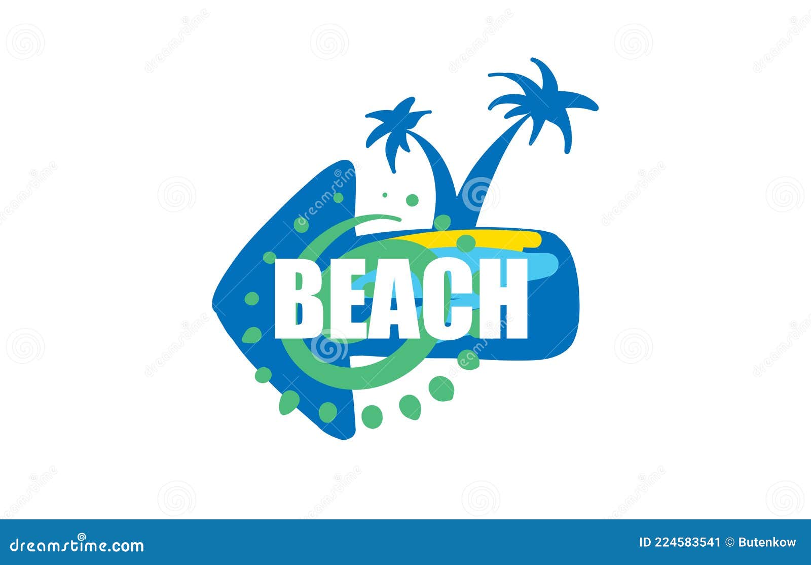 Vector Icon for the Beach with the Image of a Palm Tree and the Sea ...