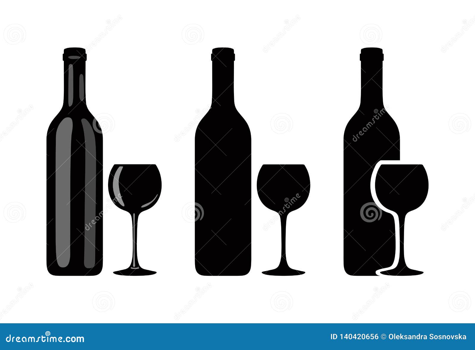Download Silhouette Of Wine Bottle And Glass On White Background ...