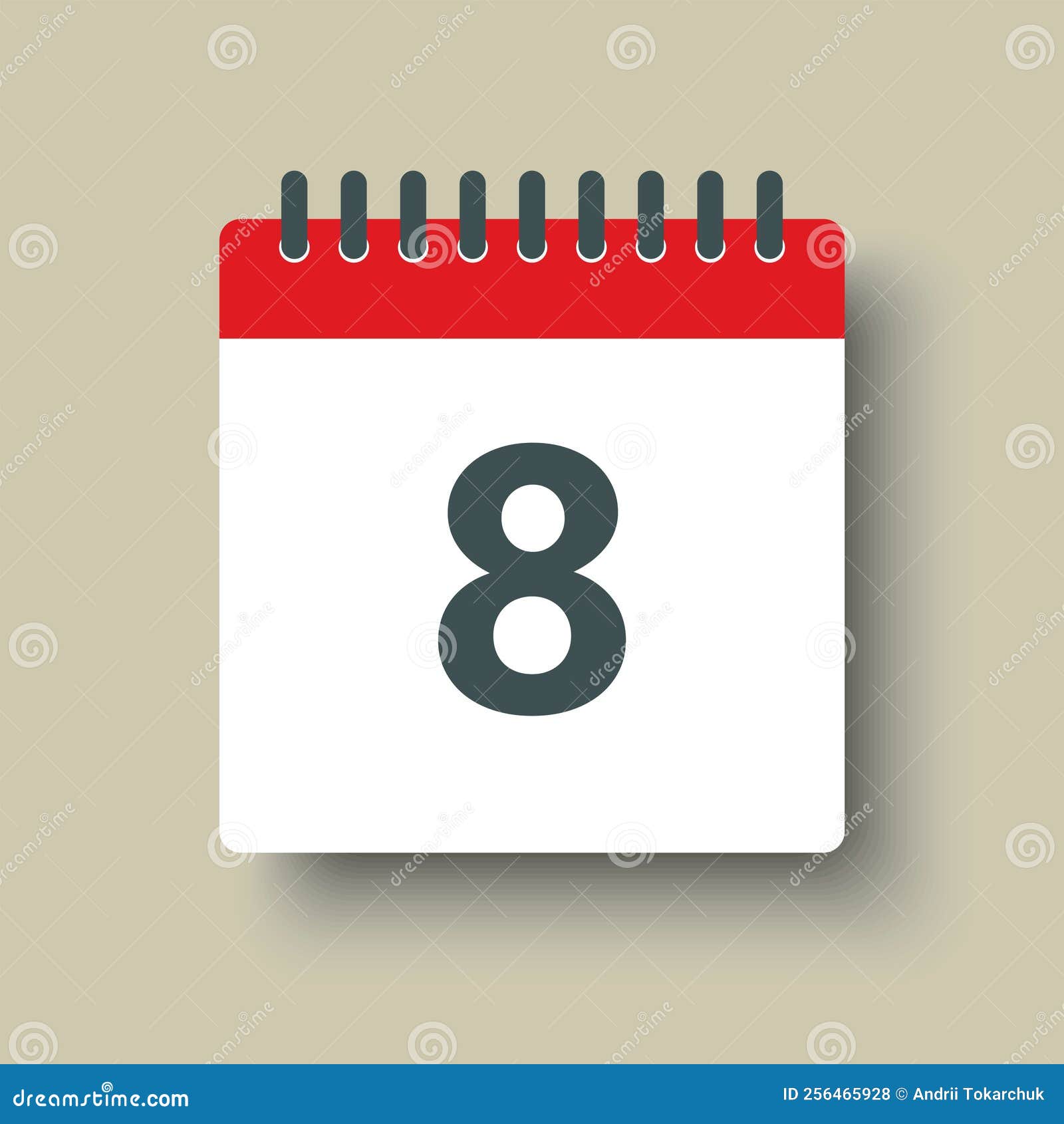  icon calendar day number 8, 8th day month