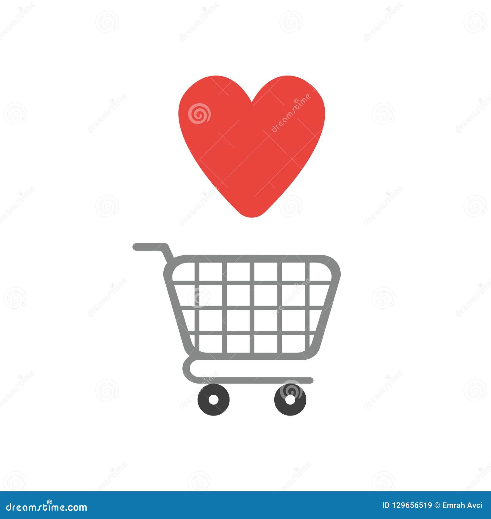 Vector Icon Concept of Shopping Cart with Heart Stock Vector
