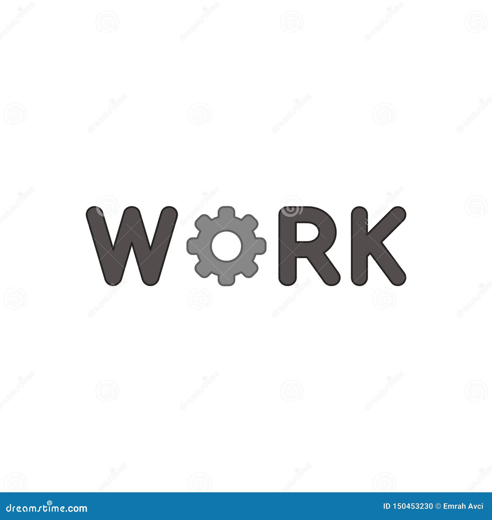 Vector Icon Concept of Work Word with Gear Stock Vector Illustration