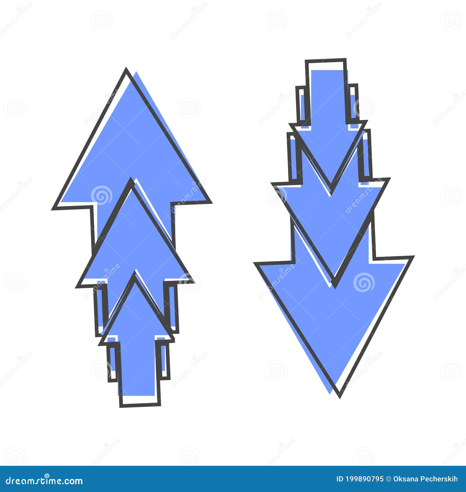 Vector Icon Down And Up Arrow Cartoon Style On White Isolated