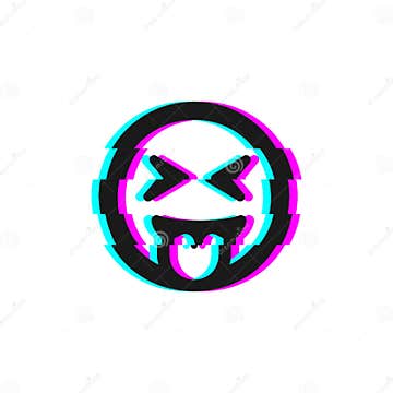 Vector Icon of Glitch Smile Emoji. Glitch Emoticon Symbol Isolated on ...