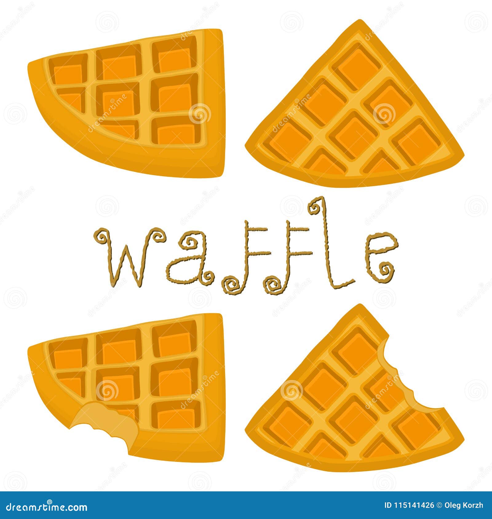 Vector Icon Illustration Logo for Set Various Sweet Waffles. Stock