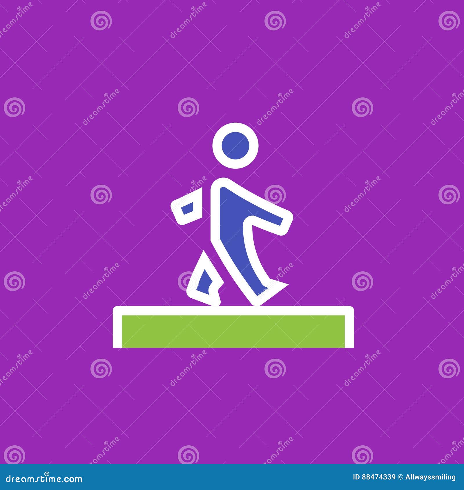 Vector icon or illustration showing walking human pedestrian in outline style