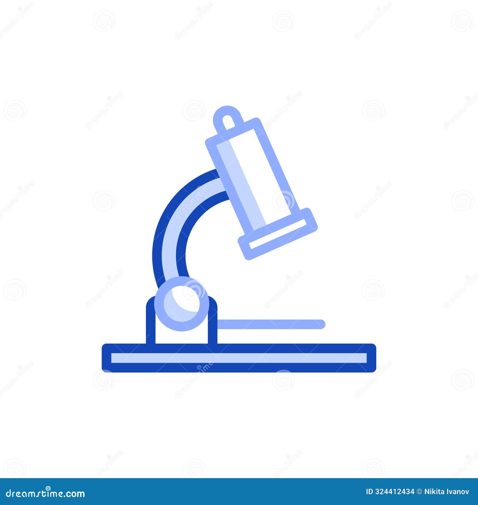  icon of a microscope with a base, stage, and eyepiece. represents scientific study and research. can be used for