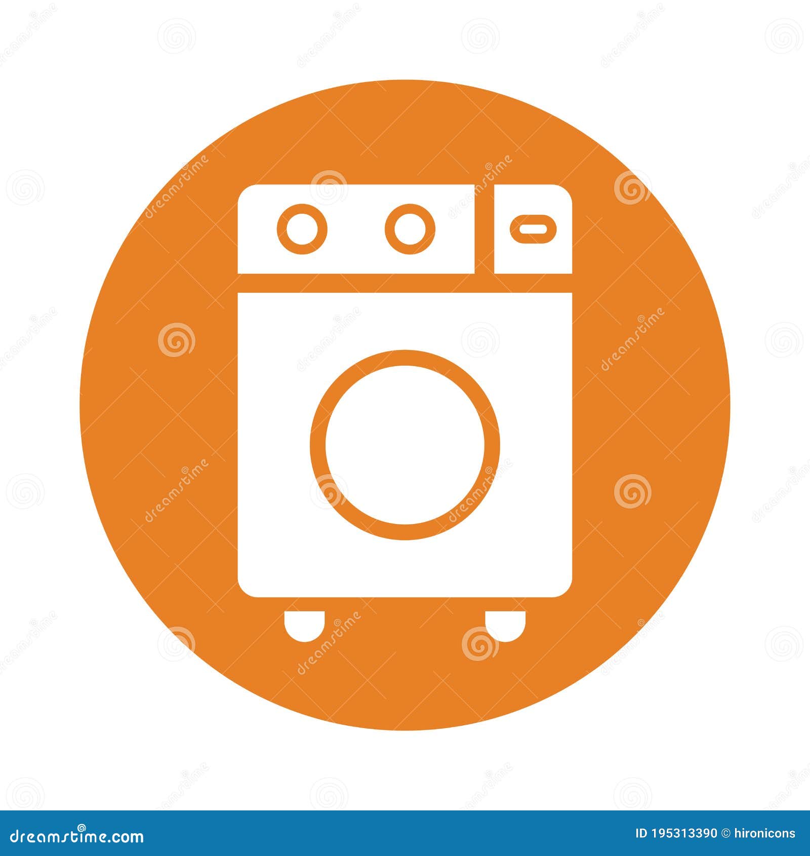 cleaning, washing machine icon. orange   on a white background